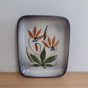 Vtg Weiningen Keramik Switzerland Pottery Trinket Tray Plate Hand Painted Floral